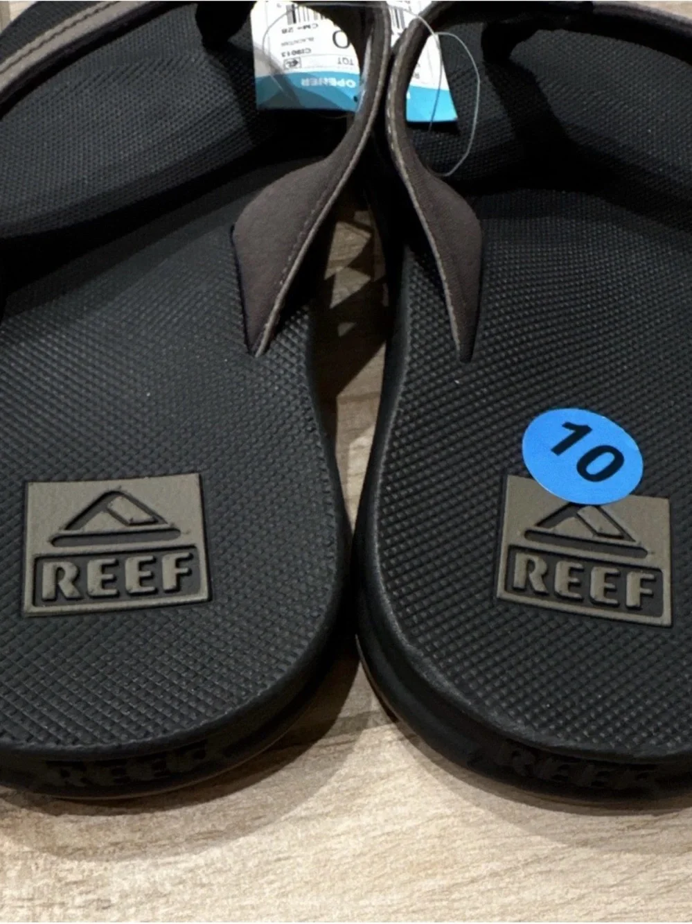 Reef Element TQT Bottle Opener Thong Sandals Black/Tan Logo Men US 10